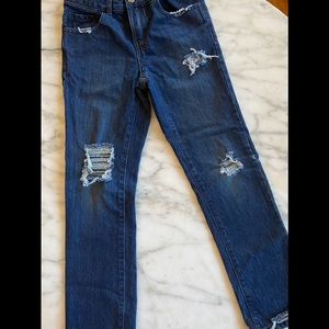 Kids Distressed Destroyed Skinny Denim Blue Jeans